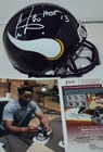 CHRIS CARTER AUTOGRAPHED VSR4 REPLICA TB MINI HELMET MINNESOTA VIKINGS HOF 2013