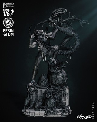 Predator vs Alien Diorama 1/6 or 1/8 Scale Statue 3D Print Kit Unpainted