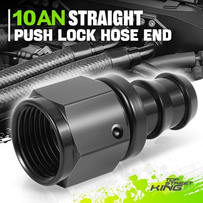 10AN Straight Push Lock Hose End Fitting Adaptor Oil/Fuel/Water/Fluid/Air Line