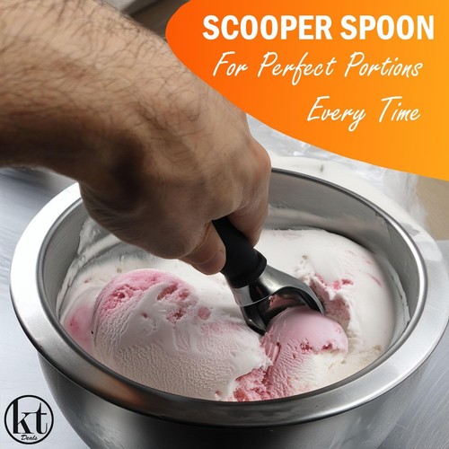 Heavy Duty Ice Cream Scoop Stainless Steel Icecream Scooper with Non Slip Rubber - Picture 9 of 10