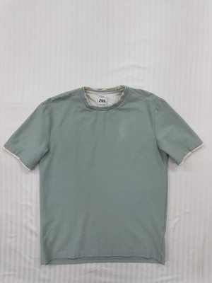 Zara Mens T Shirt Sage Green S Short Sleeve Crew Neck