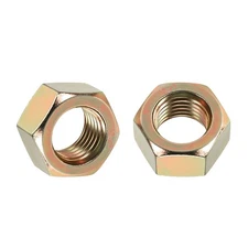 2pcs Hex Nuts - [1"-8] Carbon Steel Grade 8 Hardware Nuts, Yellow