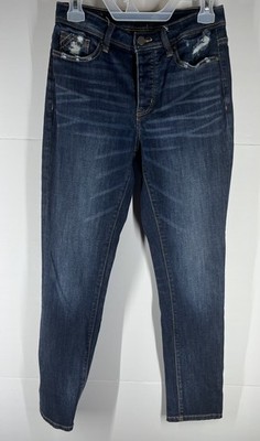 Buckle Black Fit No. 53 Women s Ankle Jeans Distressed Stretch Denim Dark Wash