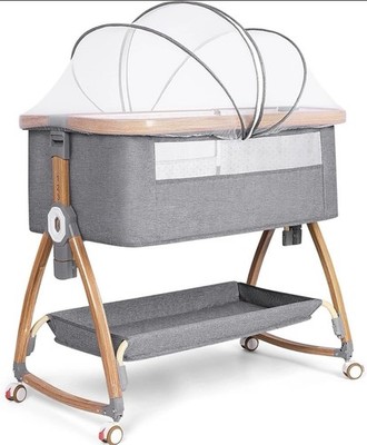 Baby,Bassinet Bedside Sleeper with Wheels,Storage Basket,Mosquito Nets,Adjustabl