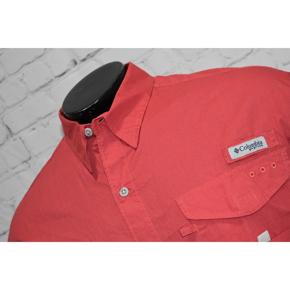 Camisa masculina Columbia PFG Performance equipamento de pesca grande rosa ventilada - Imagem 2 de 4