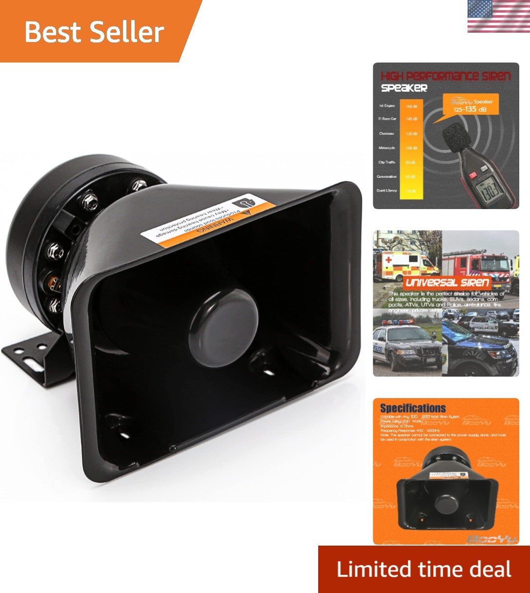 High-Performance 200W Siren Speaker with Rating for Police & Fire Vehicles