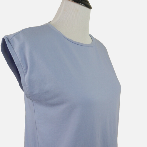 Eileen Fisher Size Petite S Traceable Organic Cotton Stretch Dress Blue - Picture 7 of 9