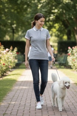 moncler Damen Luxus T-Shirt in Grau 90% Baumwolle mit Streifen an Kragen & Ärmel