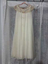 Vintage 1960s Alice Maloof Peignoir Set Nightgown Robe in Ivory Cream Lace