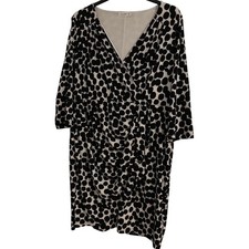 Gallery Black White Polka Dot Wrap Dress UK 20 Viscose Stretch Lined
