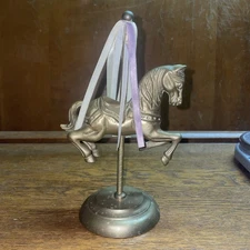 Vintage Brass Carousel Horse Figurine 8”