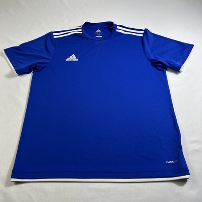Adidas Climalite Performance T Shirt Mens L Blue Short Sleeve Crew Neck Stretch