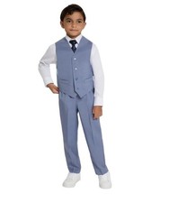 Kenneth Cole Boys Girls Vest Shirt Pants Tie Blue Multicolor 4-Piece Formal