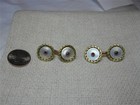 Art Deco Cuff Links 18K Gold Ruby Mother of Pearl French c1910 Edwardian Great! — photo 2