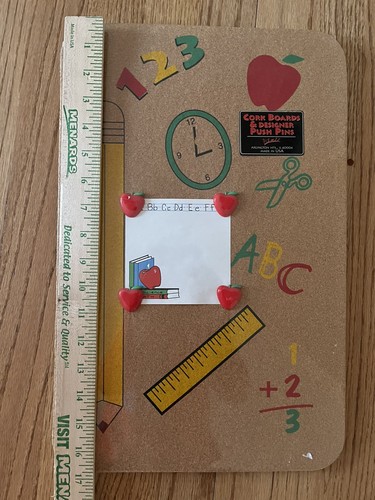 Vintage New Pizazz Cork Board Teacher School Graduation Gift 17x11 Apple Pushpin - Picture 9 of 10