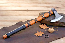 Custom Hand Forged Original Ragnar Camping Lothbrok Viking Axe W/Leather Sheath