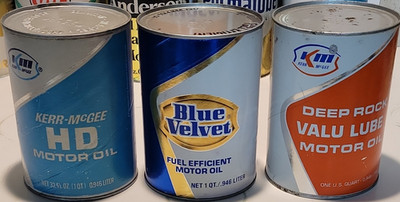 Kerr-McGee Blue Velvet Motor Oil Can Blue Silver Gas & Oil Theme