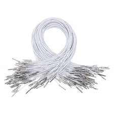 150 Pcs White Elastic Cord 14" 1.2mm Barbed Rope Stretch Metal Ends for Masks