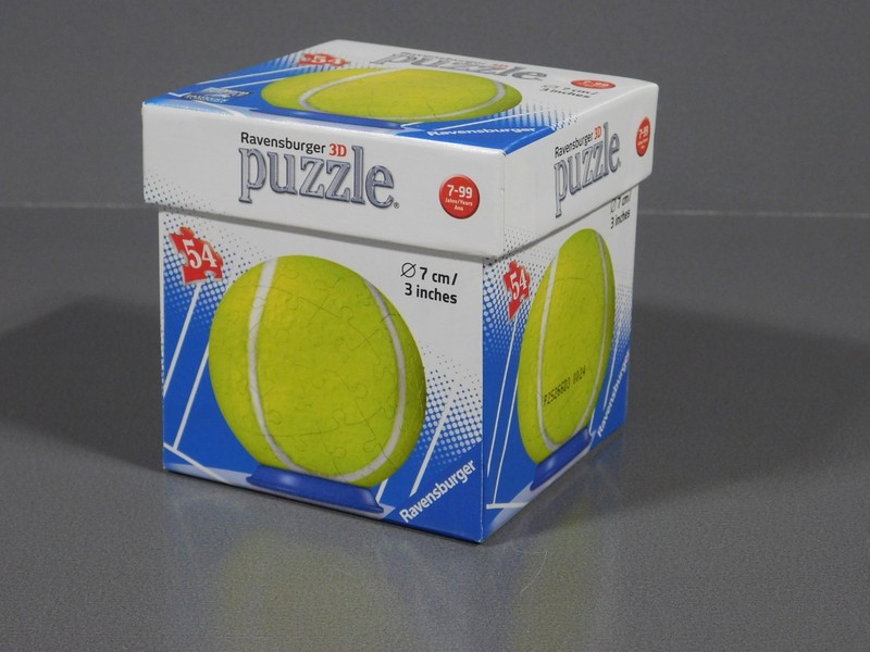 54 Pieces SOLVED Ravensburger 3 D Tennis BALL  JIGSAW puzzle CURVED PIECES