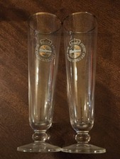 2x Warsteiner Gold Rimmed Glass Flute 0.3L German Beer Bar Oktober fest 