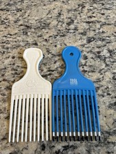 VTG Goody Plastic Hair Pick Lift Comb Croc Textured White/Off White Made In USA