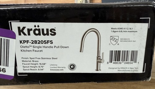 KRAUS Oletto Pull Down Kitchen Faucet Spot Free Stainless Steel KPF-2820SFS