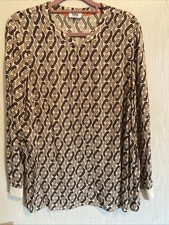 Danenbluse 44 Just White Kettenmuster Braun Beige 