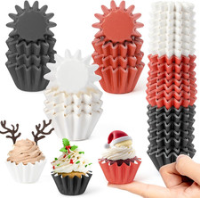 Mini Cupcake Liners - 210 Count Grease-Resistant Christmas Baking Cups