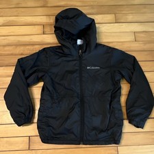 Columbia Boys Black Hooded Full-Zip Fleece Insulated Jacket, Size S, Powder Lite