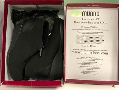 Women's Munro Black Zip Wedge Ankle Boot New Size 10N Rachael