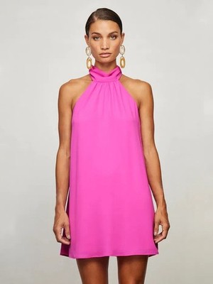KRISA TIE BACK HALTER DRESS PINK SIZE Medium