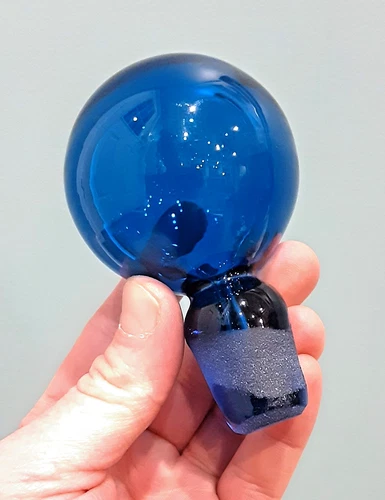 BLENKO Art Glass Turquoise Blue Bubble Ball STOPPER ONLY 3.75" x 2.25" Decanter