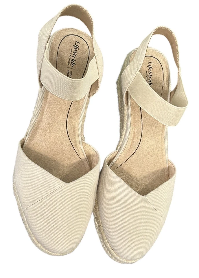 Sandalias alpargata LifeStride Soft System tacón de cuña para mujer talla 8,5 W beige Foto 4 de 4
