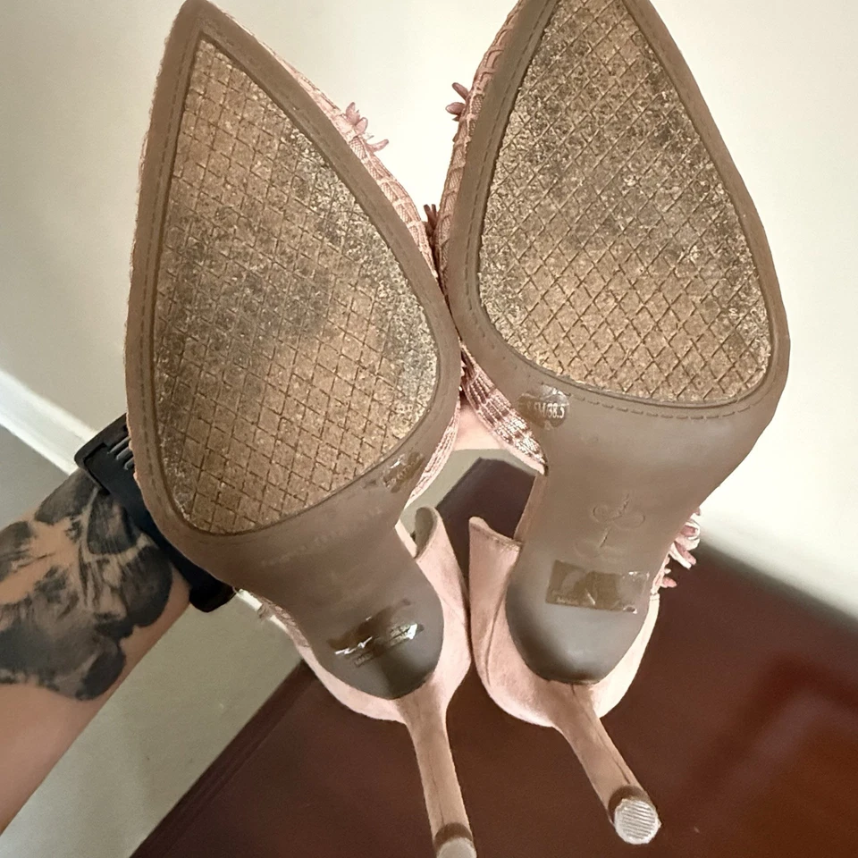 Jessica Simpson Womens D'Orsay Leighah Light Pink Floral Heel Pumps Sz 8.5 - Image 4 of 4