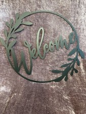 Metal Welcome Sign for Front Door - Black Wall Decor - Indoor Outdoor Home