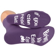 If You Can Read This Bring Me Easter Eggs Sole Print Purple Socks - X6N1076