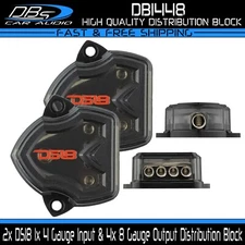 2x DS18 Power Ground Amp Distribution Block 1x 4 Gauge Input & 4x 8 Gauge Output