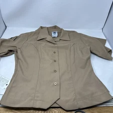 2 Defense Logistics Agency Shirt Womens 8R Button Up Military Beige Cotton Blend