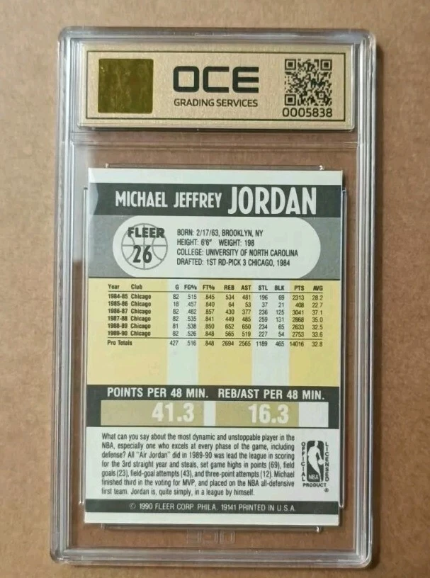 Michael Jordan Fleer 1990/91 - Tarjeta NBA #26 - OCE 10 IMPECABLE no PSA Foto 2 de 2
