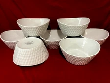Over & Back What A Dish Set Of 7 White Diamond Oval Pasta Bowls 8" x 7 1/2"