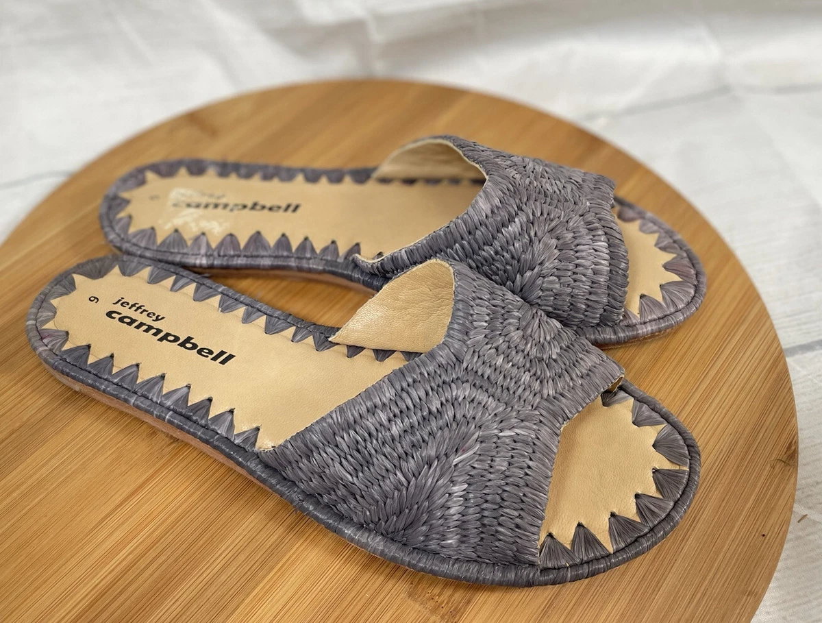 Jeffrey Campbell Raffia Leather sandal slides Slip On Woman s 9