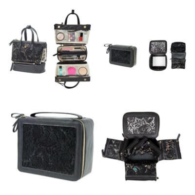 PurseN 3pc Travel Set Voyger Jewely Adria Makeup & Ava Travel Cases Black Lace