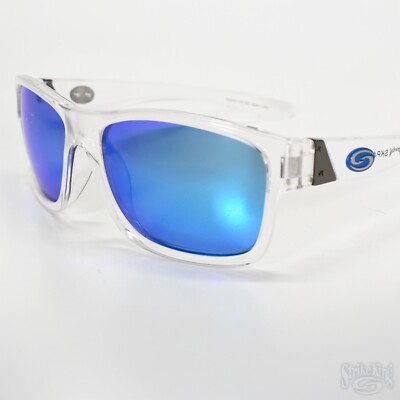 Strike King Platte Polarized (UVA/UVB) Sunglasses - Crystal Frame/Blue Mirror