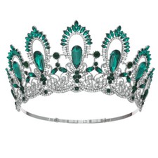 9.2cm Tall Crystal Tiara Crown Wedding Queen Princess Prom Adjustable For Women