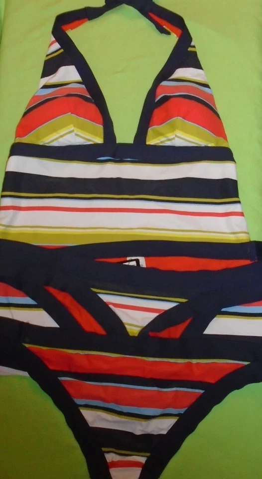 Próximo Conjunto Tankini Rayas Azul Marino Naranja Talla 14 y Extra Brief Talla 12 Nuevas Etiquetas Nuevo con Etiquetas Foto 3 de 4