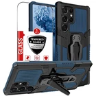 For Samsung S24 Ultra S23 A15 A16 A54 A55 Shockproof Screen Glass Belt Clip Case