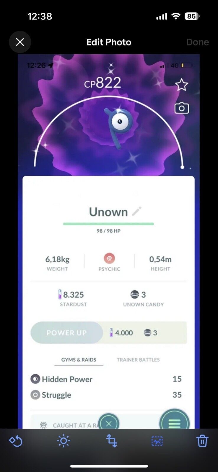 Pokémon GO Shiny Unown O - Trade 20.000 stardust (Read Describe