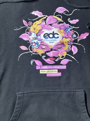 Electric Daisy Carnival Hoodie Medium Black Double Sided Graphic Insomniac Tag - 第 5/6 張圖片