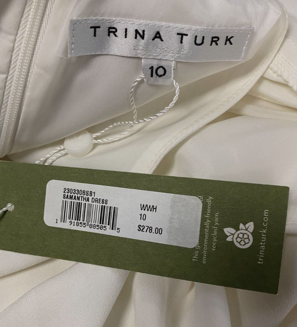 $278 Trina Turk Women White Samantha Faux-Wrap Crepe Midi Dress