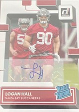 2022 Panini Donruss Logan Hall Rated Rookie Auto #364 RC Autograph Buccaneers